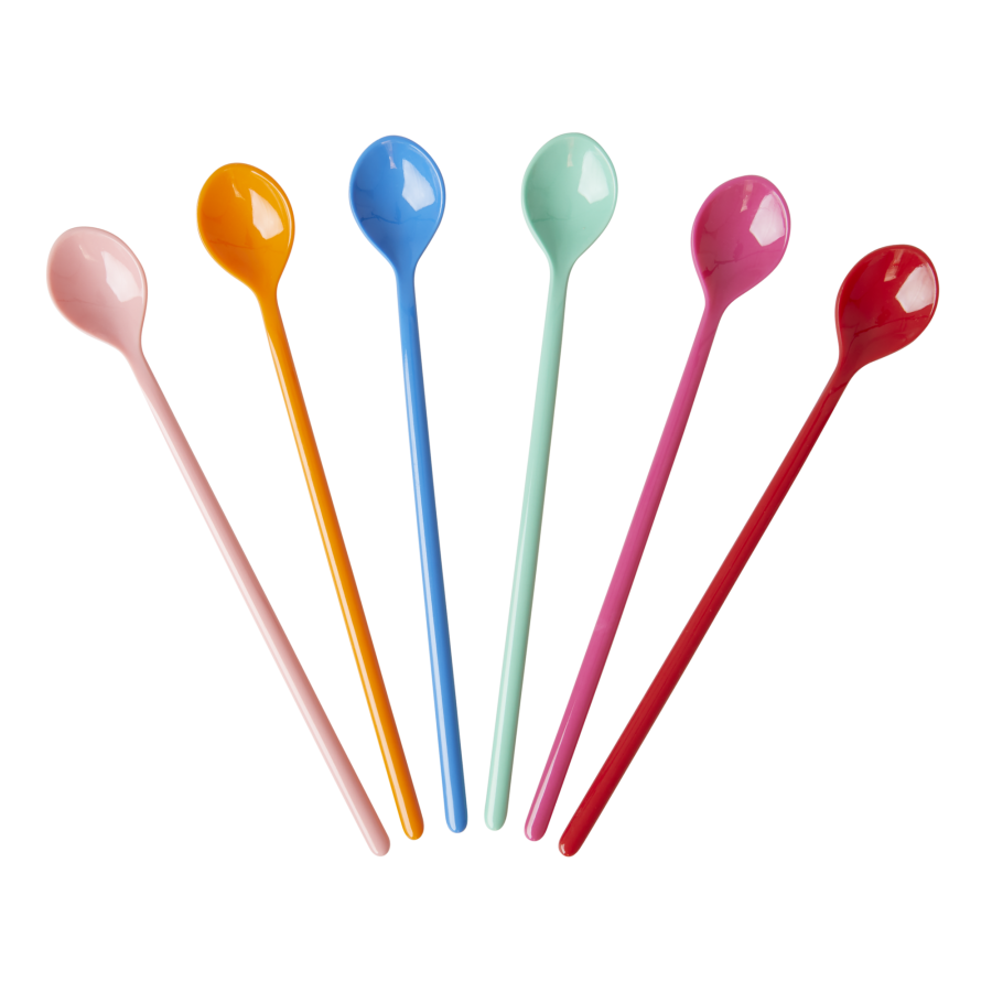 Set of 6 Long Handled Melamine Spoons Choose Happy Rice DK